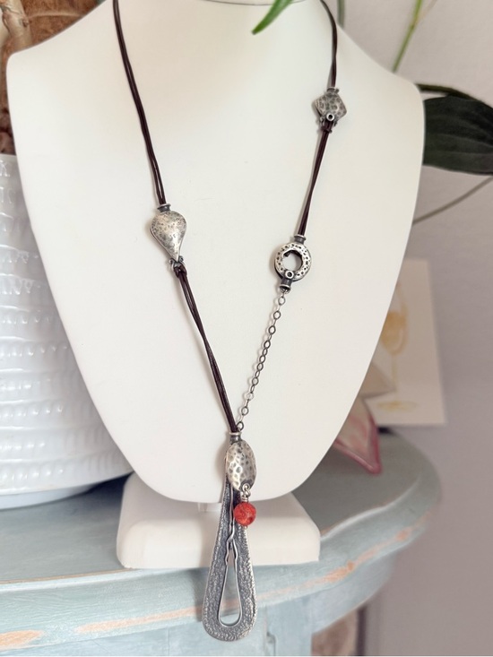 Silpada Jewelry - Silpada 925 Sterling Silver Beaded Pendant Leather Necklace